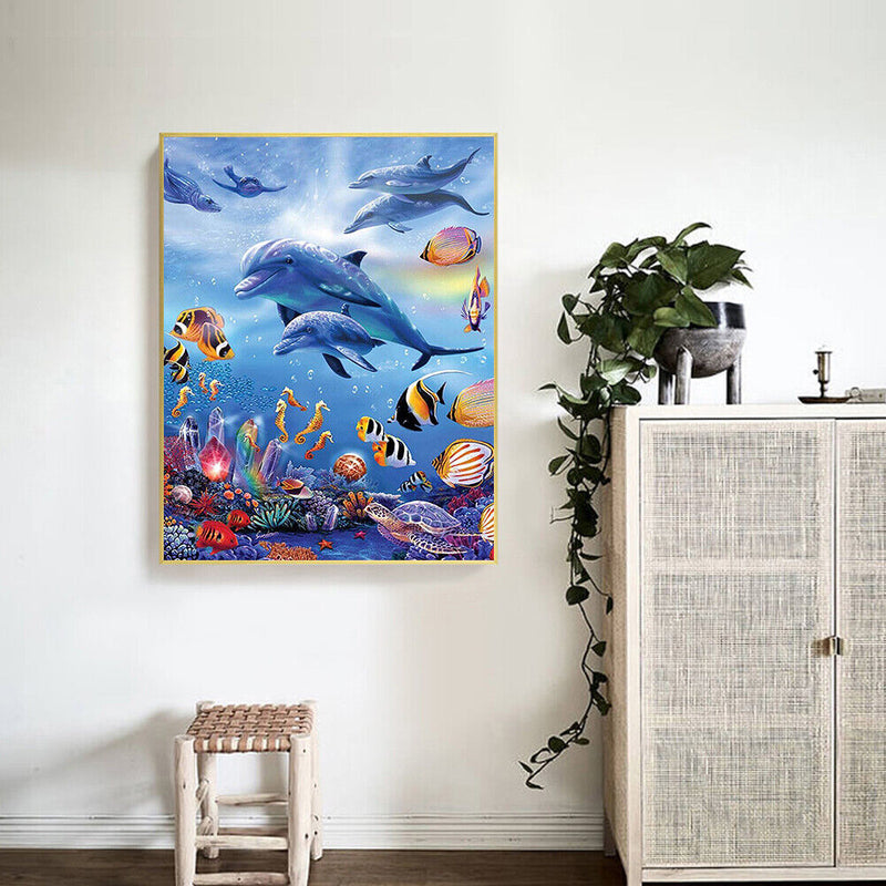5D Diamond Painting Kit Dolphin Square Diamond Mosaic Picture Art