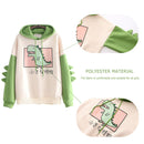Women Teen Dinosaur Hoodies, Cute Animal Hooded Sports Sweatshirt (S)