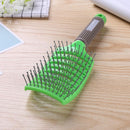 Pro Anti-Static Scalp Massager Hair Brush Curved Row Hairstyle Comb (Green)