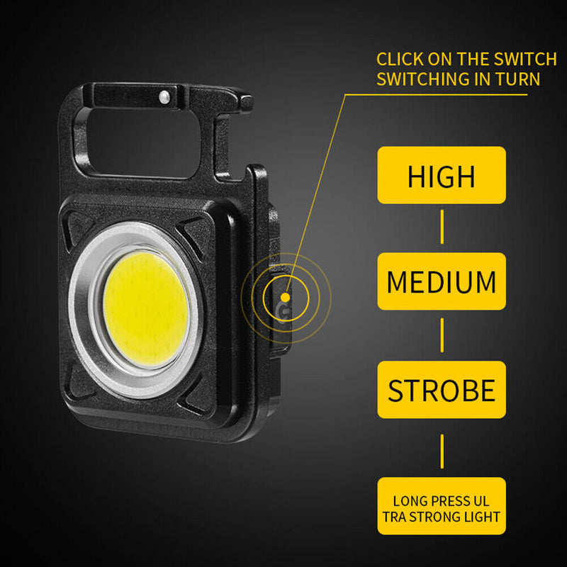 LED Pocket Keychain Flashlight 500LM Portable Mini Light Torch w/Charger Adapter