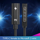 3A 65W PD Fast Charging USB C Female Cable Adapter for Microsoft Surface Pro 2