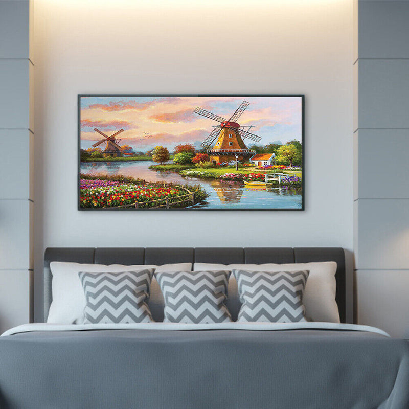 Windmill Oil Paint By Numbers Canvas Picture DIY Home Decoration Gift No Frame