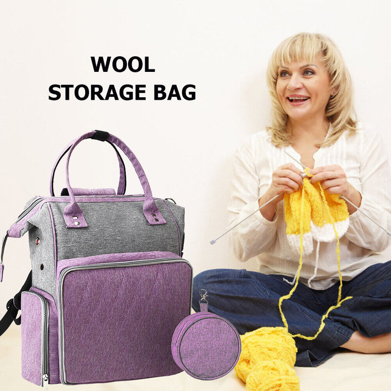 #A 600D Oxford Backpack Travel Portable Crochet Bag Needles Yarn Storage Organ