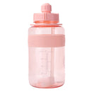 Portable Women Summer Gym Water Bottle Straw Large Capacity (Pink 1500ml) Newly