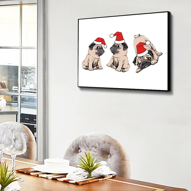 Christmas Dogs Oil Paint By Numbers Kits Canvas Drawing DIY Coloring Pictures