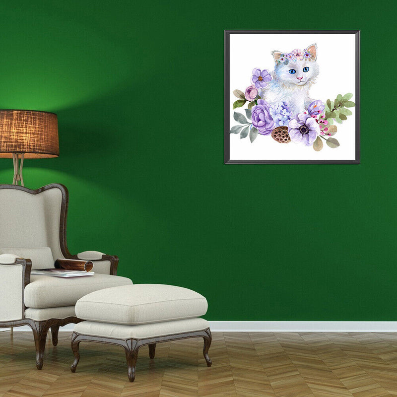 5D DIY Diamond Painting Flower Cat Full Drill Rhinestone Mosaic Art Picture