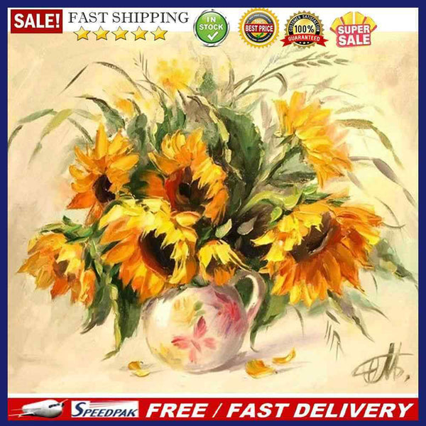 Oil Painting By Numbers Set Sunflower DIY Hand Painted Acrylic Coloring Drawing