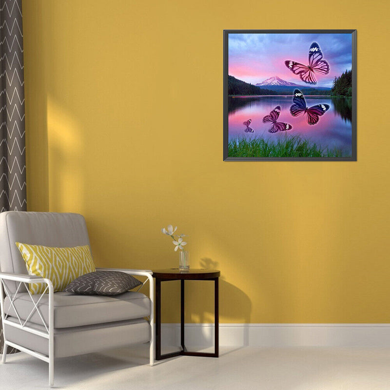 5D DIY Butterflies Full Round Drill Mosaic Diamond Painting Rhinestone Art Cr