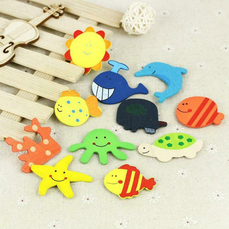 12PCS Wood Cute Fridge Magnet Alphabet Animal Early Educational Baby Kids I0C6