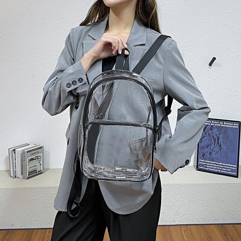 Casual PVC Clear Waterproof Student School Bag Travel Zipper Shoulder Handbag