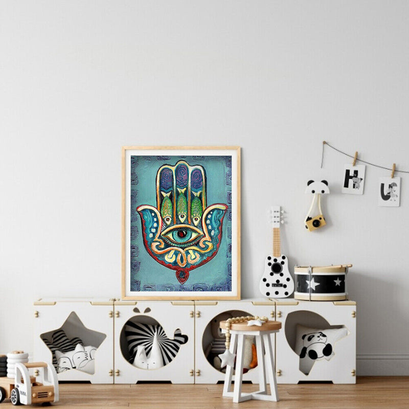 5D DIY Full Drill Round Shape Palm Eyes Rhinestone Diamond Drawing Decoration