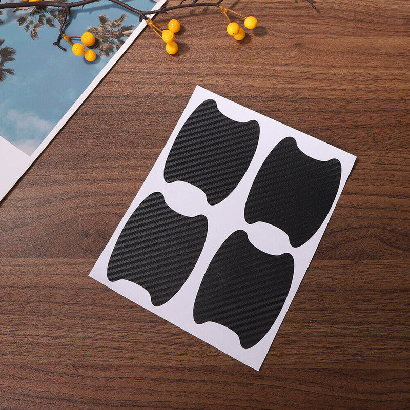 4pcs Carbon Fiber Auto Door Handle Stickers Anti Scratch Car Exterior Decorat