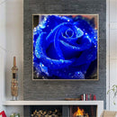 5D Full Drill DIY Blue Rose Diamond Painting Embroidery Round Rhinestones