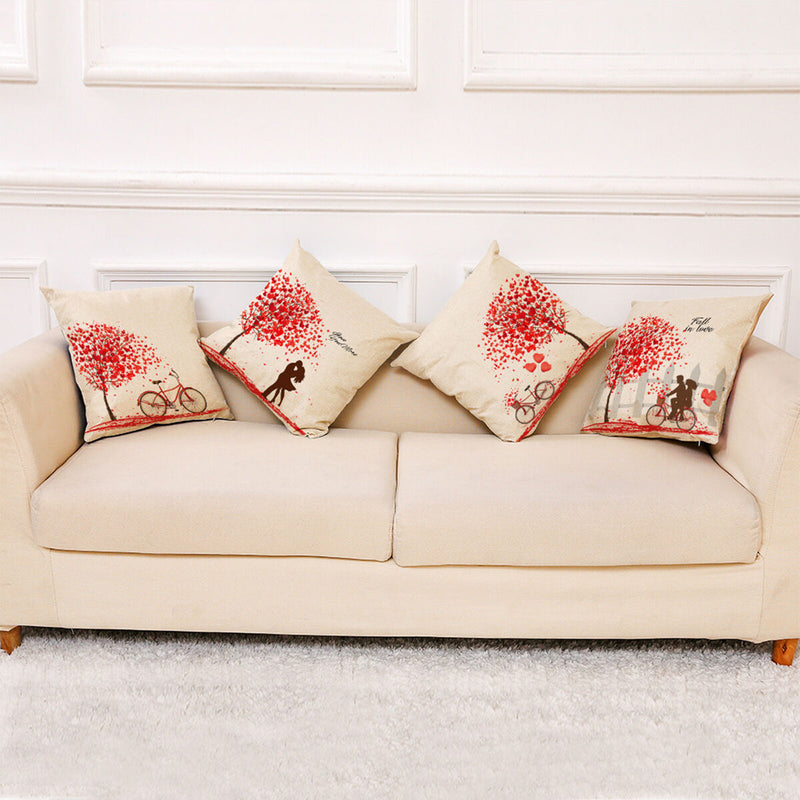 Pillow Covers - 4-Piece Linen Holiday Anniversary Wedding Cushion Pillow Case