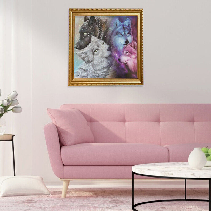 5D DIY Full Drill Diamond Painting Wolves Embroidery Craft Kit Living Room Decor
