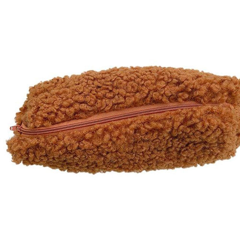 Stationery Storage Plush Pen Case Student School Pencil Organizer (Coffee)