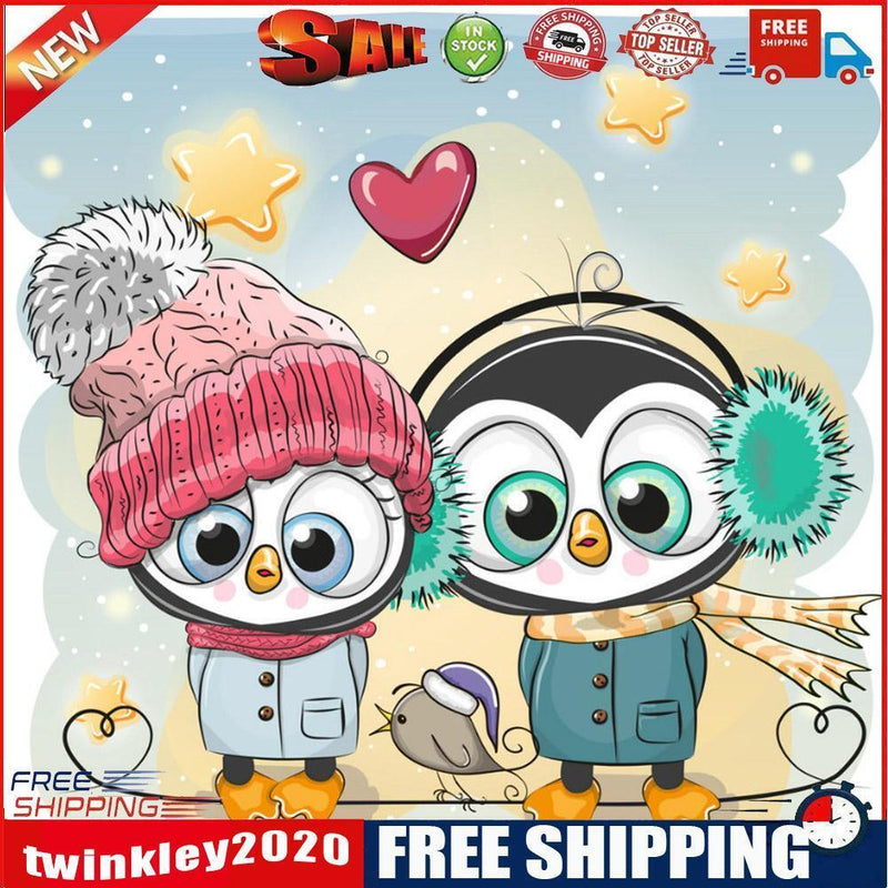 DIY Two Cartoon Owl Full Drill Diamond Painting Mosaic Kit Bead Art Picture