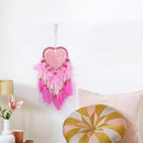 Pink Feathers Love Heart Wall Hanging Dream Catcher Pure Handmade Dreamcatcher N