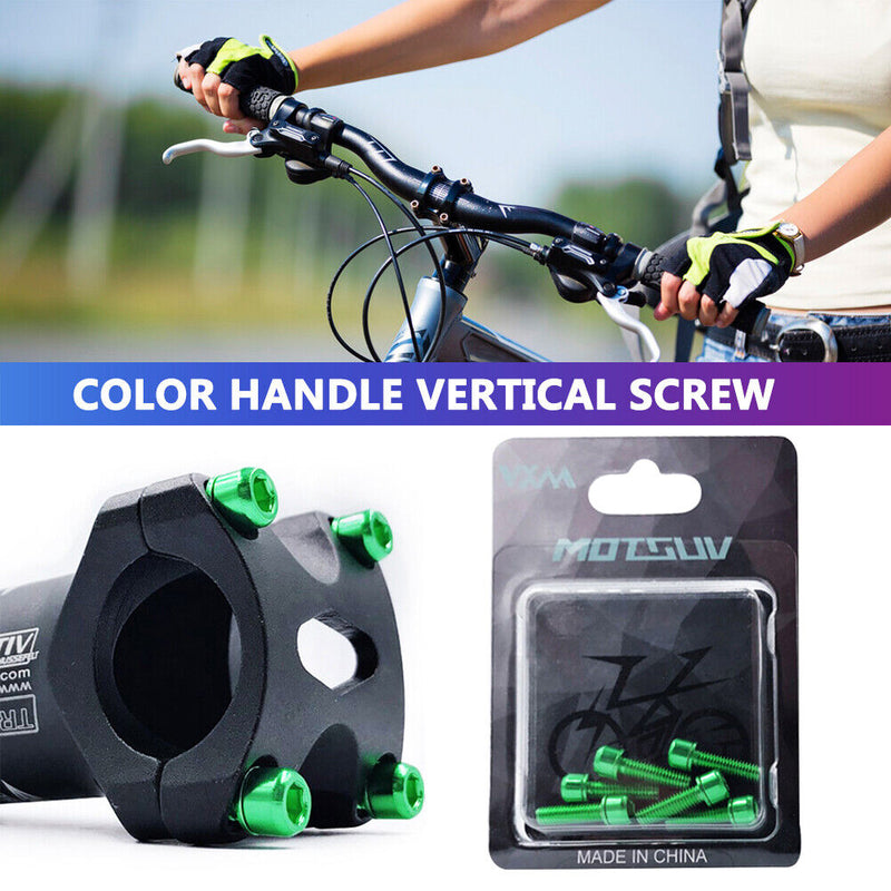 6pcs Mountain Bike Stem Bolts Titanium M5x18mm Allen Head Stem Screws w/ Wa