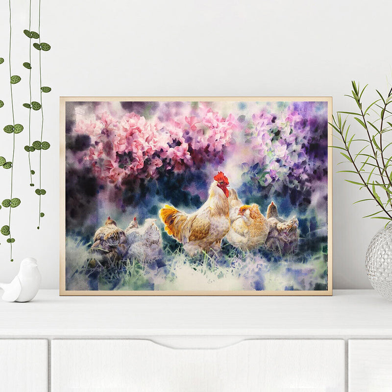 Paint by Number Kit Canvas Oil Drawing Chicken Bushes for Handicraft Enthus