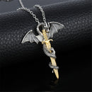 Jewelry Punk Men Women Choker Pendant Luminous Chain Dragon Sword Necklace