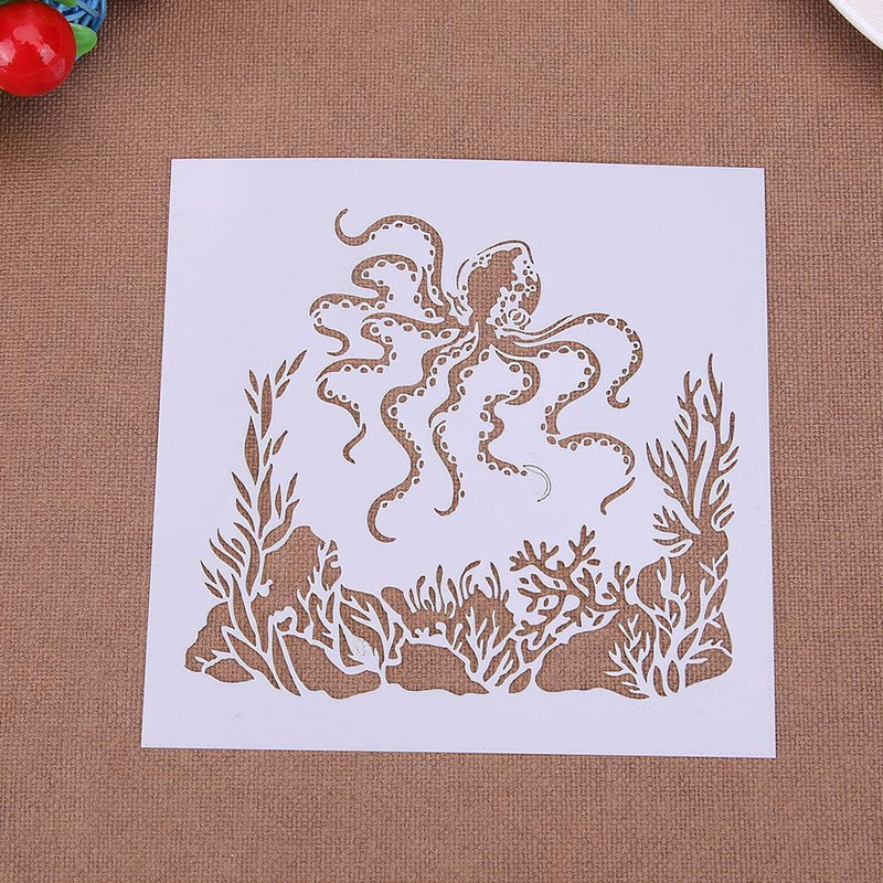 Octopus Coffee Spray Printing Mold DIY Cake Embossed Decor Baking Stencil