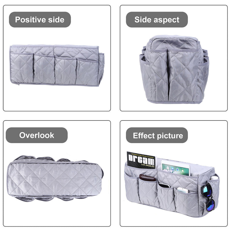 Armchair Caddy Non Slip Sofa Armrest Organizer with 14 Pockets (Grey)