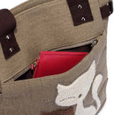 Women handbag canvas bag with cute cat fashion ladies small bags(khaki)