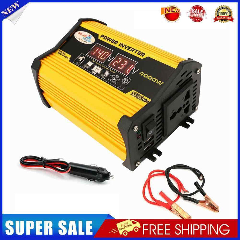 #A 4000W Car Power Inverter DC 12V to AC 220V 110V Portable 2 USB Converter Ad