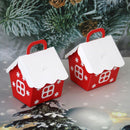 10Pcs/Set Red Christmas Candy Box House Shape Papers Cookie Packing Containers#