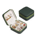 Portable Jewelry Storage Box Earrings Necklace Display Case (Army Green)