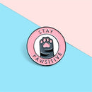 Jacket Lapel Cartoon Letters Badges Cat Paw Pins Stay Pawsitive Brooch