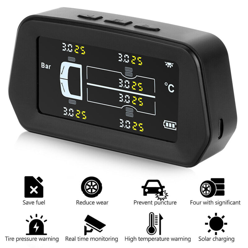 Solar Truck TPMS Tire Pressure Monitoring System with 6 External Sensors Newly