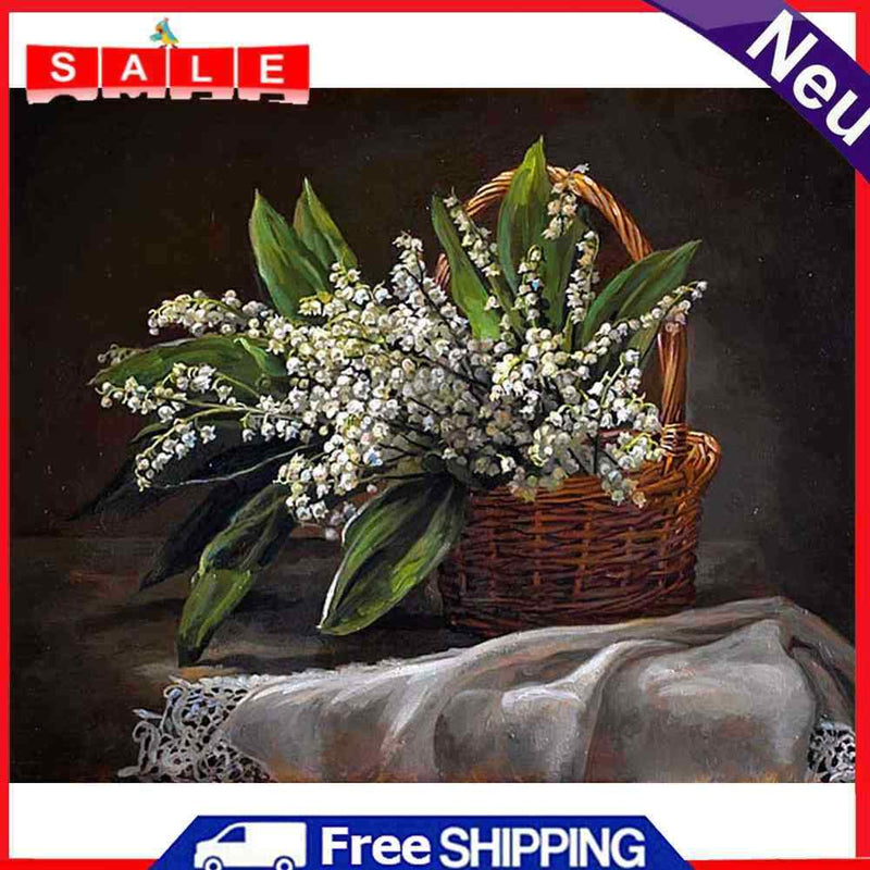 Oil Paint By Numbers Flowers Frameless Picture Craft Kit for Living Room Home