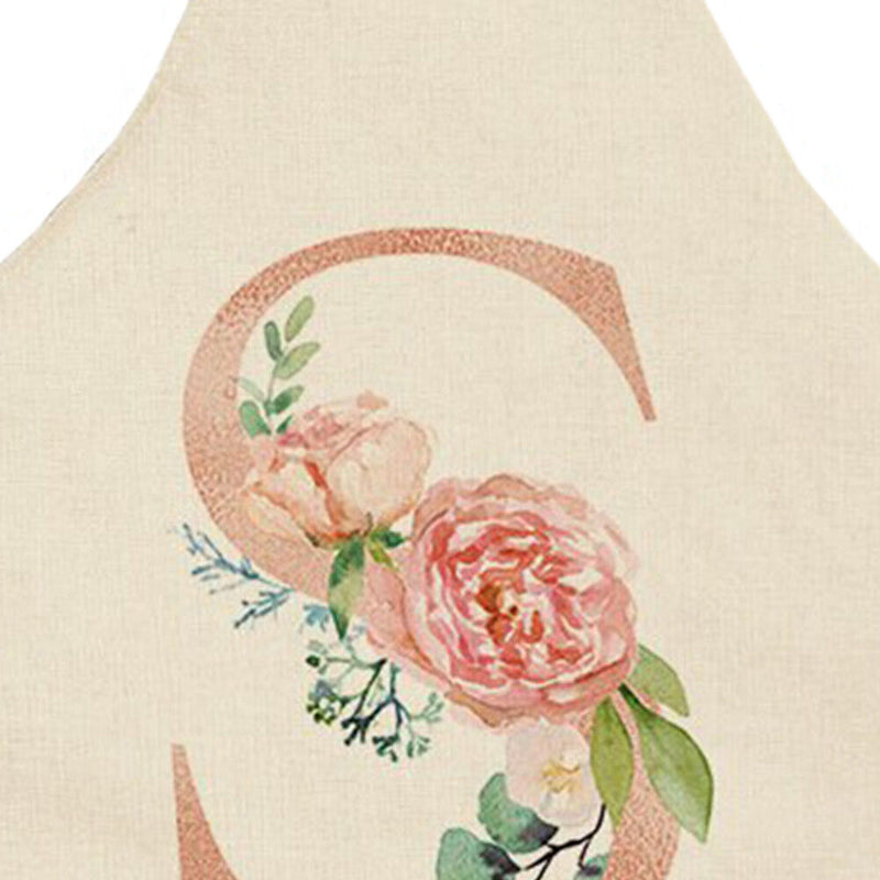 Letters Printed Kitchen Aprons Waterproof Linen Oil-proof Apron (68x55cm)