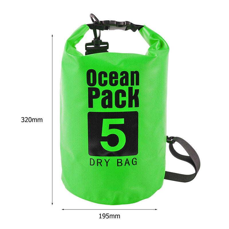Waterproof Dry Bag Pack Sack Swimming Kayaking River Trekking (5L Green) Newly