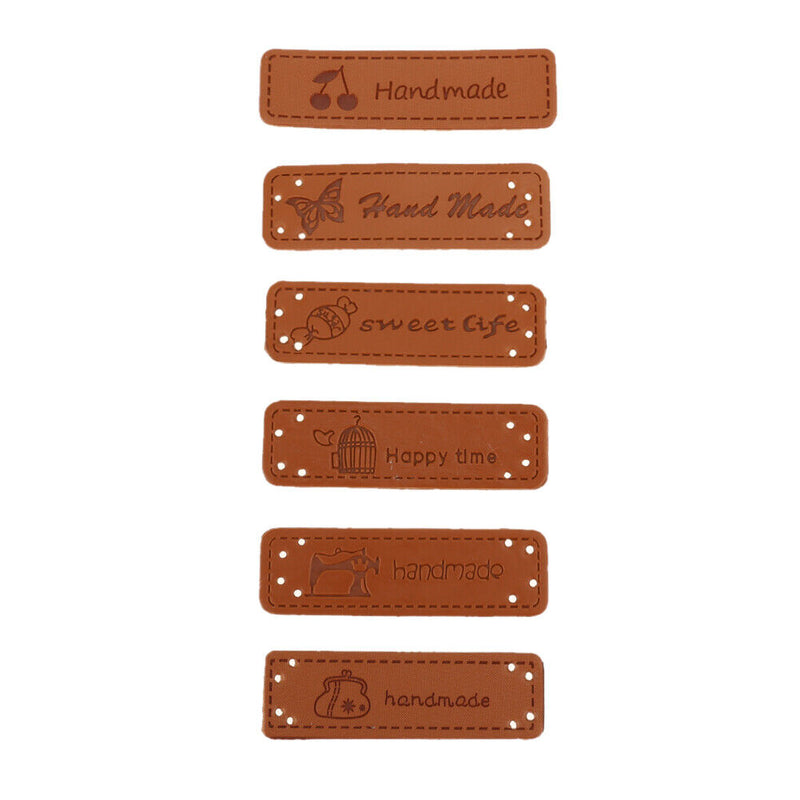 12pcs PU Leather Keywords on Clothing Garment Labels for Jeans Bag