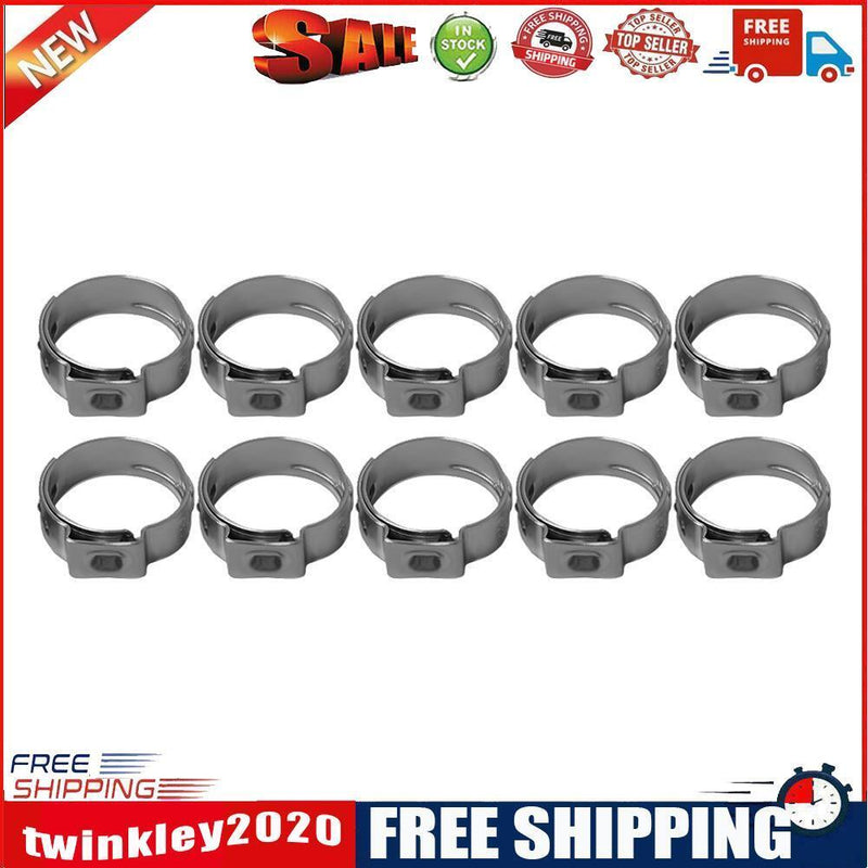 10pcs Single Ear Stainless Steel Hydraulic Hose Clamps O Clips (10.8-13.3mm