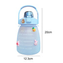 Water Bottle - Cute Belly Bottles Water Jug with Time Marker 1.3L (Blue) Newly