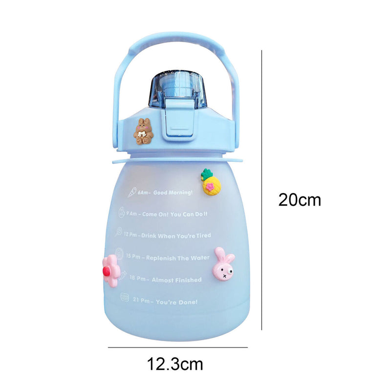 Water Bottle - Cute Belly Bottles Water Jug with Time Marker 1.3L (Blue) Newly