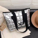 Female Quilted Cotton Padded Armpit Bag Large Capacity Lattice Tote Shoulder Bag