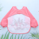 Cartoon Full Sleeve Baby Bib Waterproof Paint Feeding Apron (Orange Rabbit)