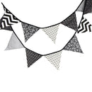 12 Flags 3.2m Black White Cotton Party Wedding Pennant Bunting Banner Decor