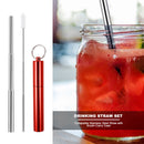 3pcs/Set Portable Stainless Steel Telescopic Reusable Drinking Straw with Brush