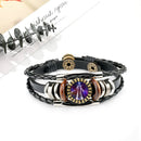 12 Zodiac Sign Braided Leather Bracelet Cancer Leo Virgo Glass Men Women Bang