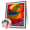 Oil Paint By Numbers Cup Frameless Picture Craft Kit for Bedroom Living Room