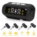 C68 USB+Solar Powered Car TPMS Tire Pressure Monitor System w/4 Internal Sensors