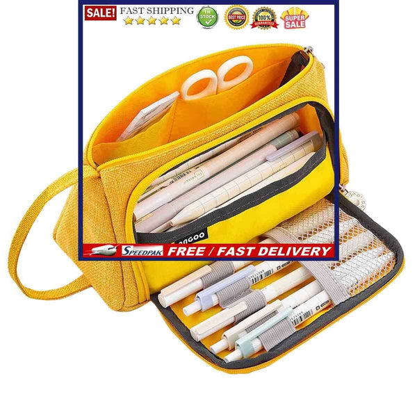 Portable Pen Bag-Linen Big Capacity Stationery Bag Cosmetic Bag for Boys Girl