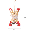 Wooden Sled Christmas Tree Hanging Ornaments Shop Window Pendant Xmas Home Decor
