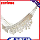 Camping Pure Double Hammock Outdoor Backyard Canvas Tassel Sleeping Swing Bed